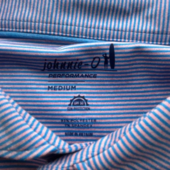 johnnie-O Blue and White Striped Polo Shirt - Picture 6 of 6